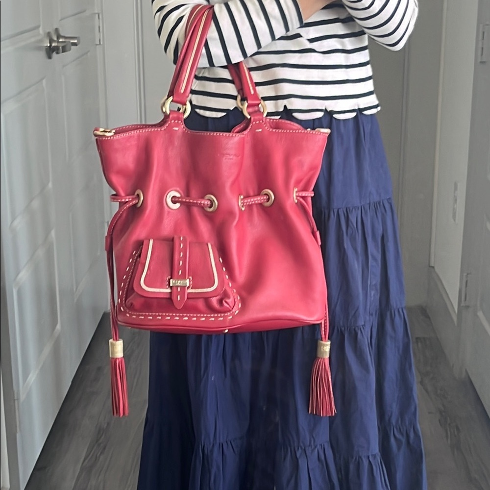 LANCEL Premier Flirt M Bucket Bag Red Medium